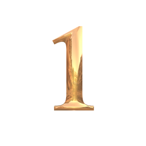 Image is a golden number one against a white background.