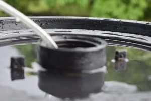 Image is a close up of a water barrel.