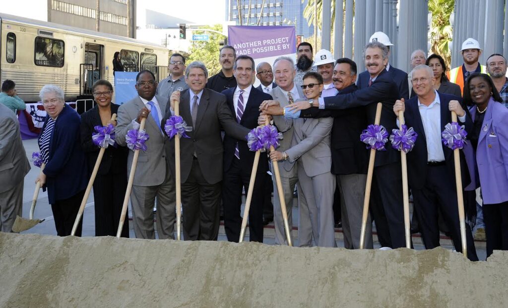 LOS ANGELES, CA - NOVEMBER 7: Metro Purple Line Extension groundbreaking ceremonies on November 7, 2014 at LACMA in Los Angeles, California.