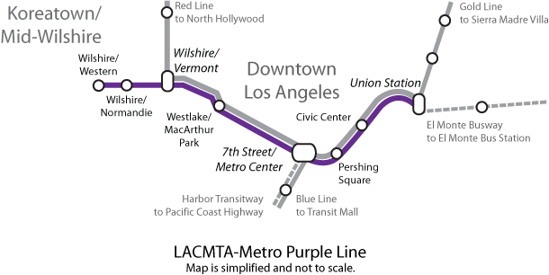 Map of the Purple Line route