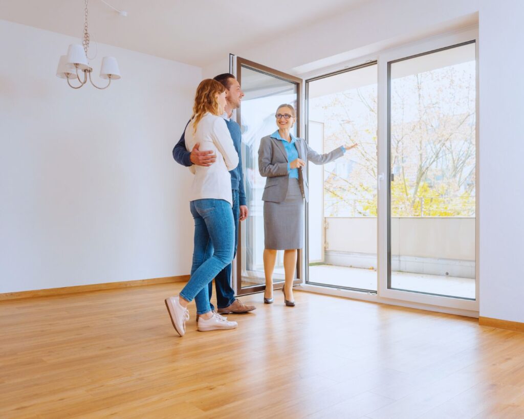 A Realtor shows a property.