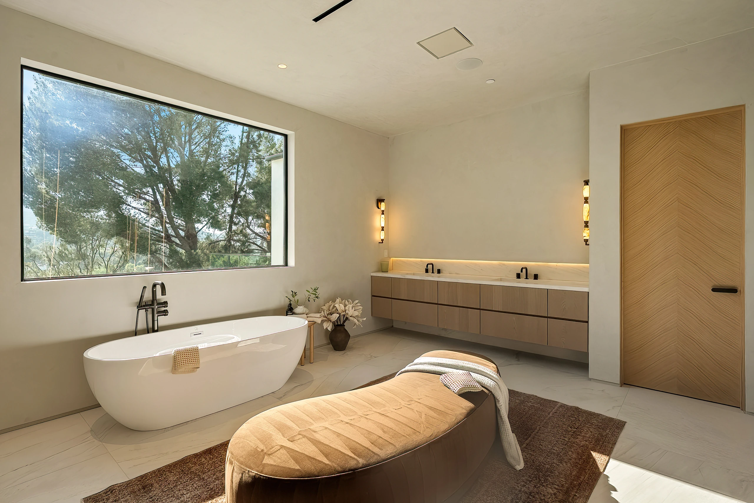 The primary bathroom with a freestanding tub