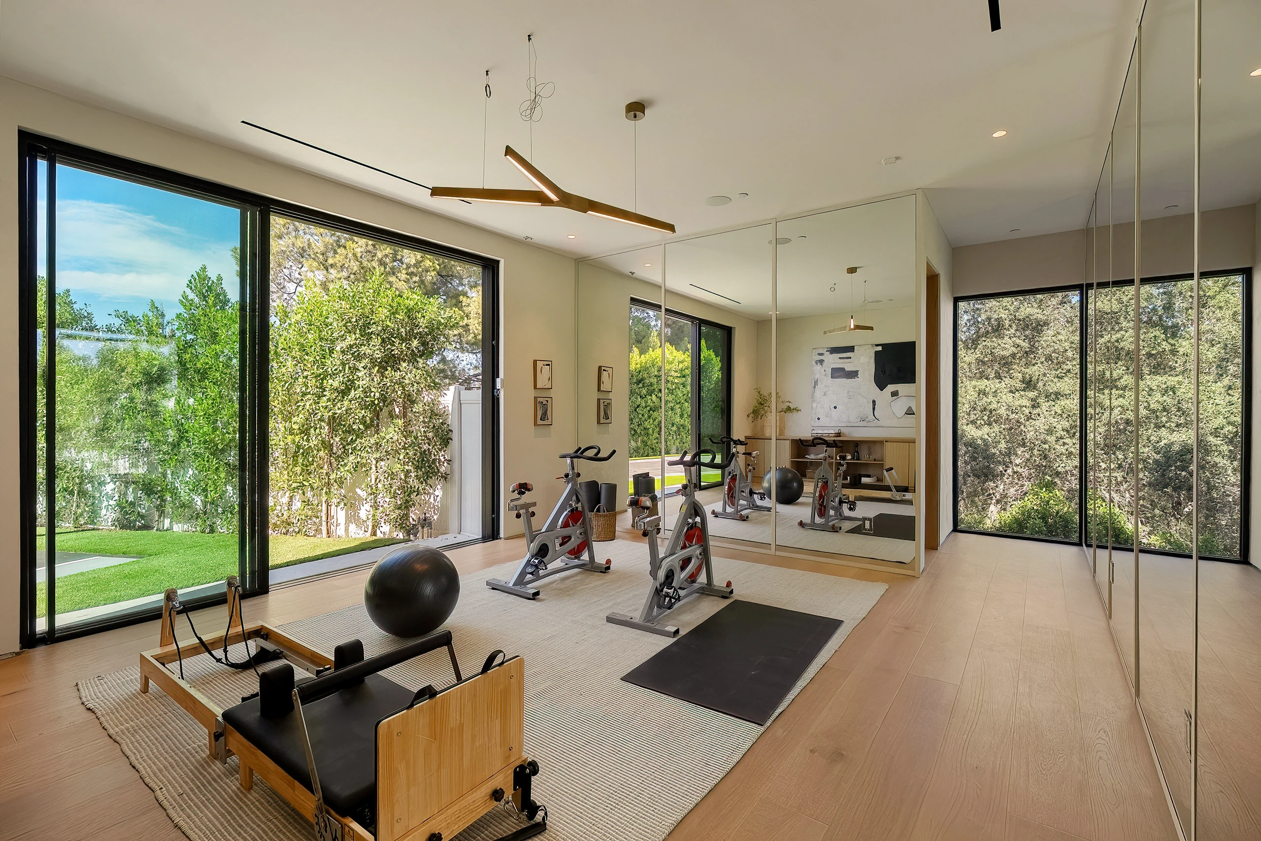 The dedicated gym with garden views