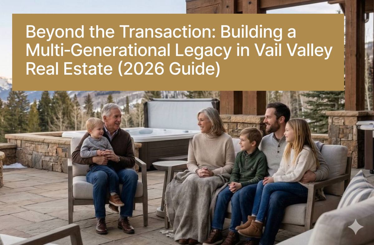 A multi generational family sitting comfortable depicting life in Vail Valley