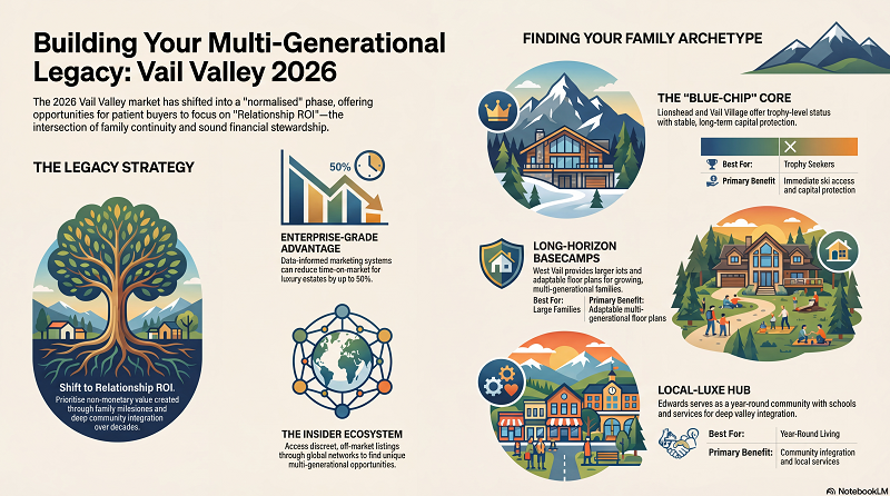Beyond the Transaction: Building a Multi‑Generational Legacy in Vail Valley Real Estate (2026 Guide) Mountain Property Legacy Strategy Infographic