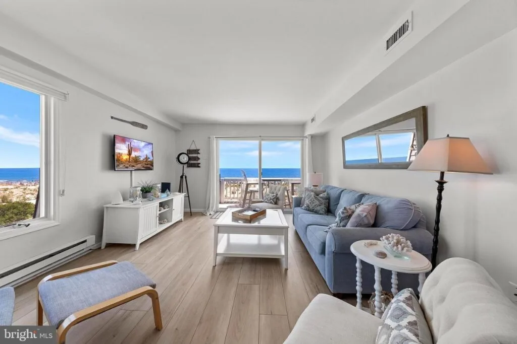 Interior of Long Beach Island vacation homes living room interior