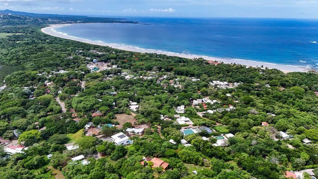 Aerial view of Playa Grande Estates in Playa Grande Costa Rica facing towards the ocean