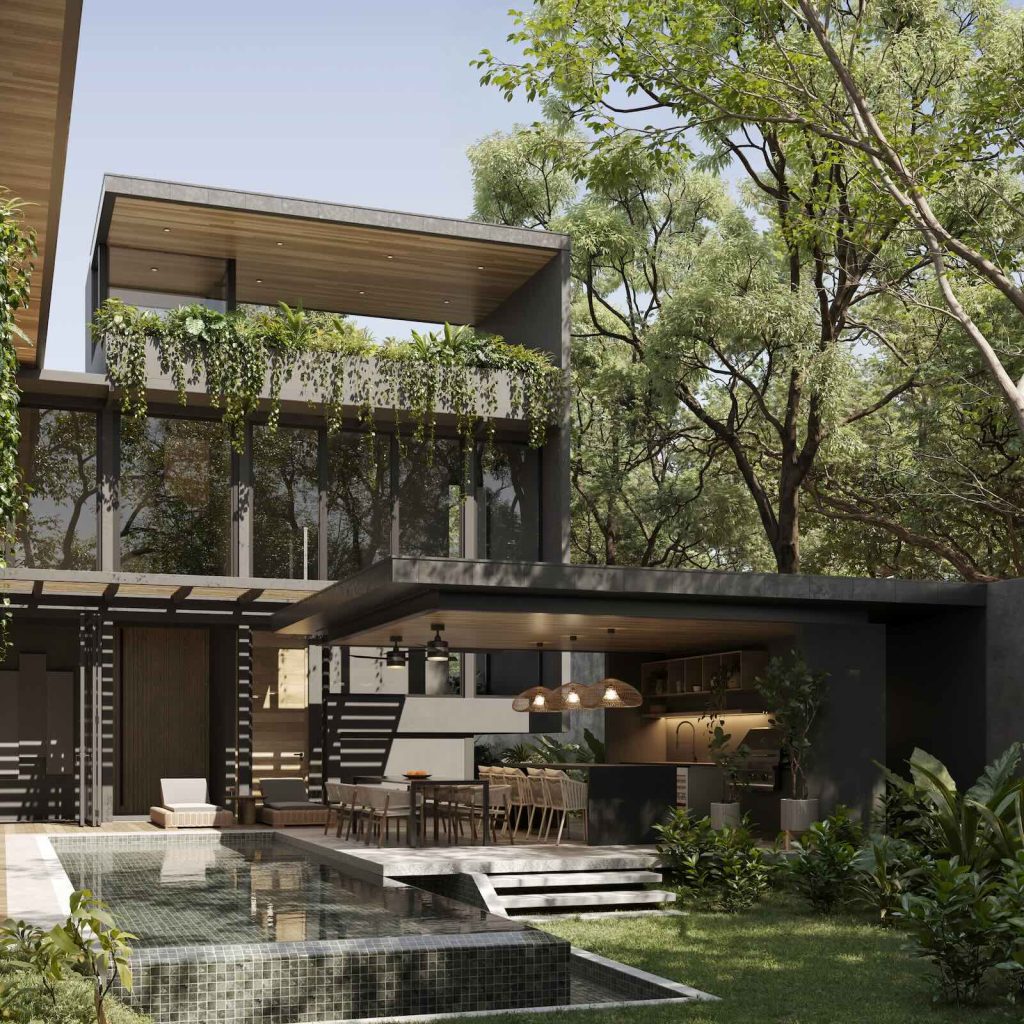Casa Araza exterior pool and garden view