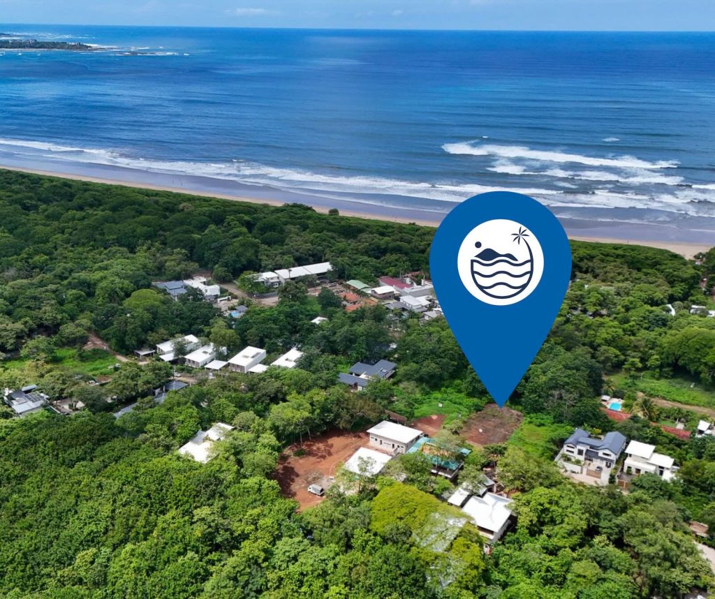 Aerial view lot C41 Playa Grande Costa Rica with pin location