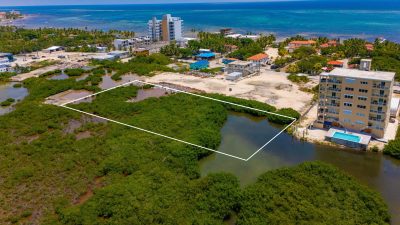 Aerial of investment property on north ambergris caye