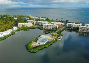 Aerial view of Mara Laguna Belize condo for sale near San Pedro Town