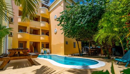 Exterior view of affordable Belize condo near the beach
