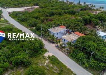 Aerial view of Ambergris Caye lots for sale north of San Pedro, Belize
