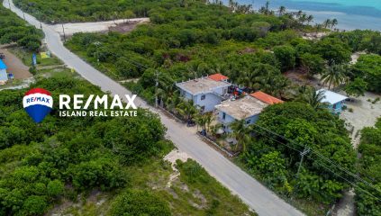 Aerial view of Ambergris Caye lots for sale north of San Pedro, Belize