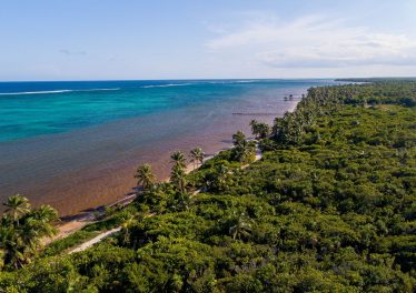 Aerial view of large Punta Azul beachfront property for sale with 645 feet of shoreline.