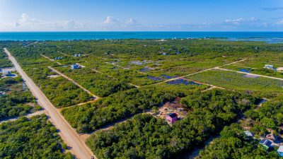 Aerial view of Secret Beach building lots in Ambergris Caye, Belize