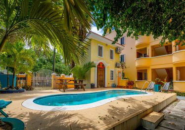 Swimming pool at Sailwinds condo community in San Pedro Belize