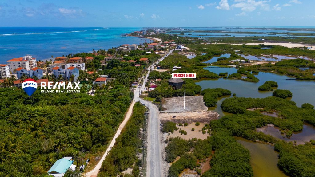 aerial piture showing area around commercial lot on san pedro belize
