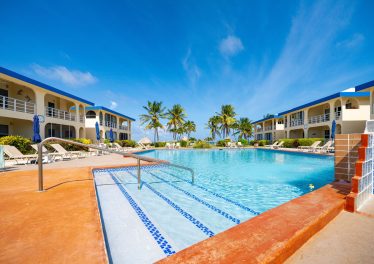 Beachfront condos at Royal Palm Villas south of San Pedro Belize