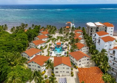 Aerial view of Belizean Shores Resort property in Ambergris Caye Belize