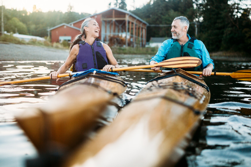 An old couple kayaking