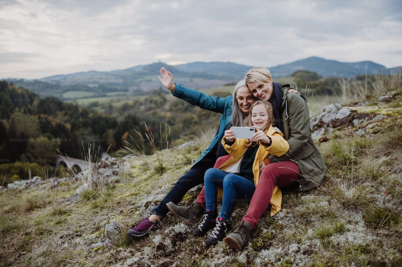 family taking a selfie