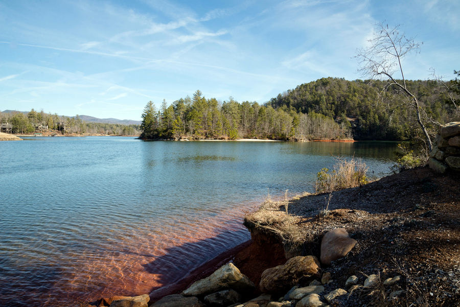Clear blue waters of Lake Keowee in South Carolina on a winter day