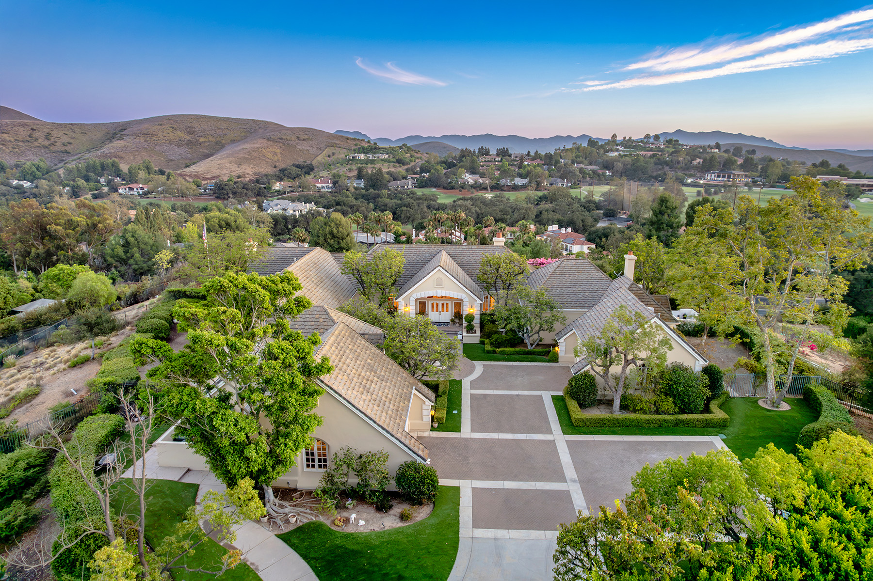 Aerial view of 1673 Crown Ridge Court, Westlake Village, CA 91362