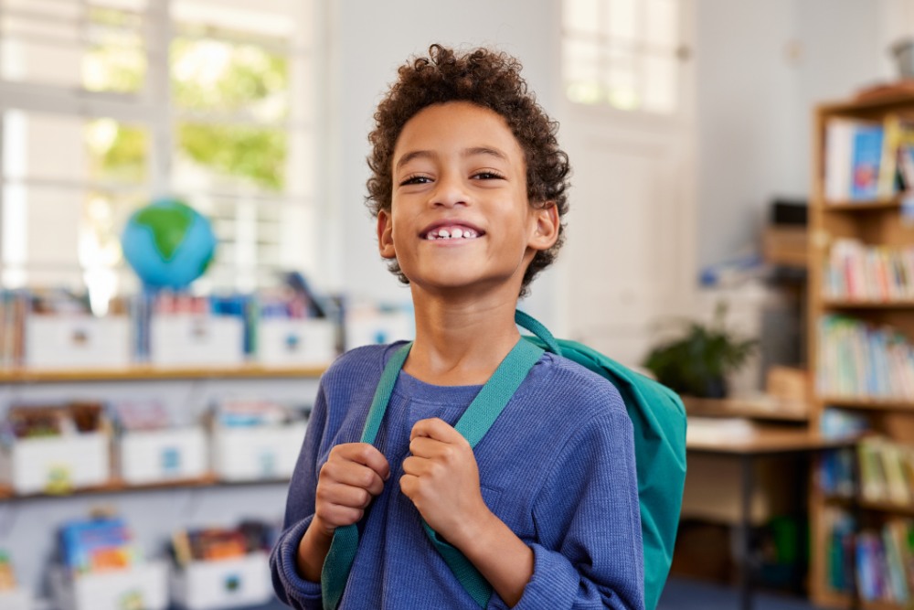 boy on school smiling