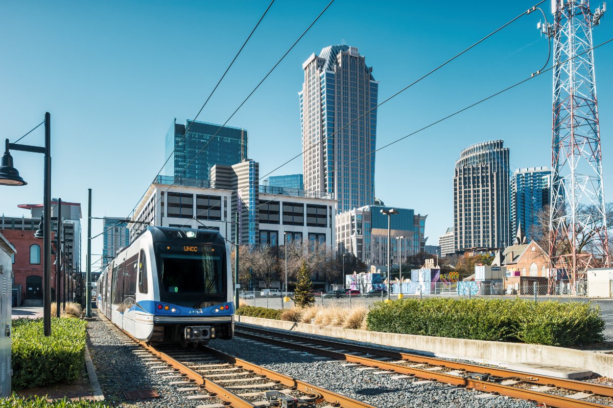 Downtown Charlotte North Carolina Light Rail Streetcar 