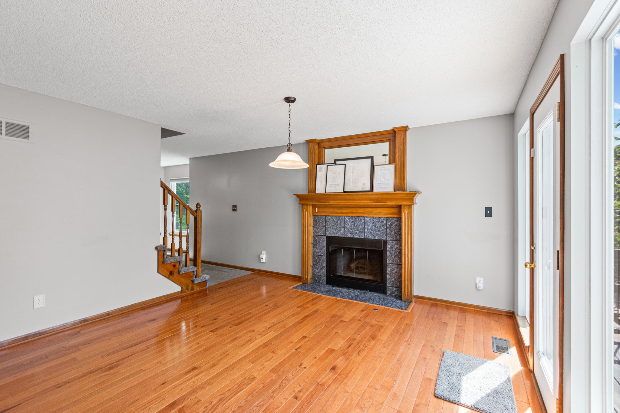Hearth room with fireplace at 15801 E 2nd Street S, Independence, MO