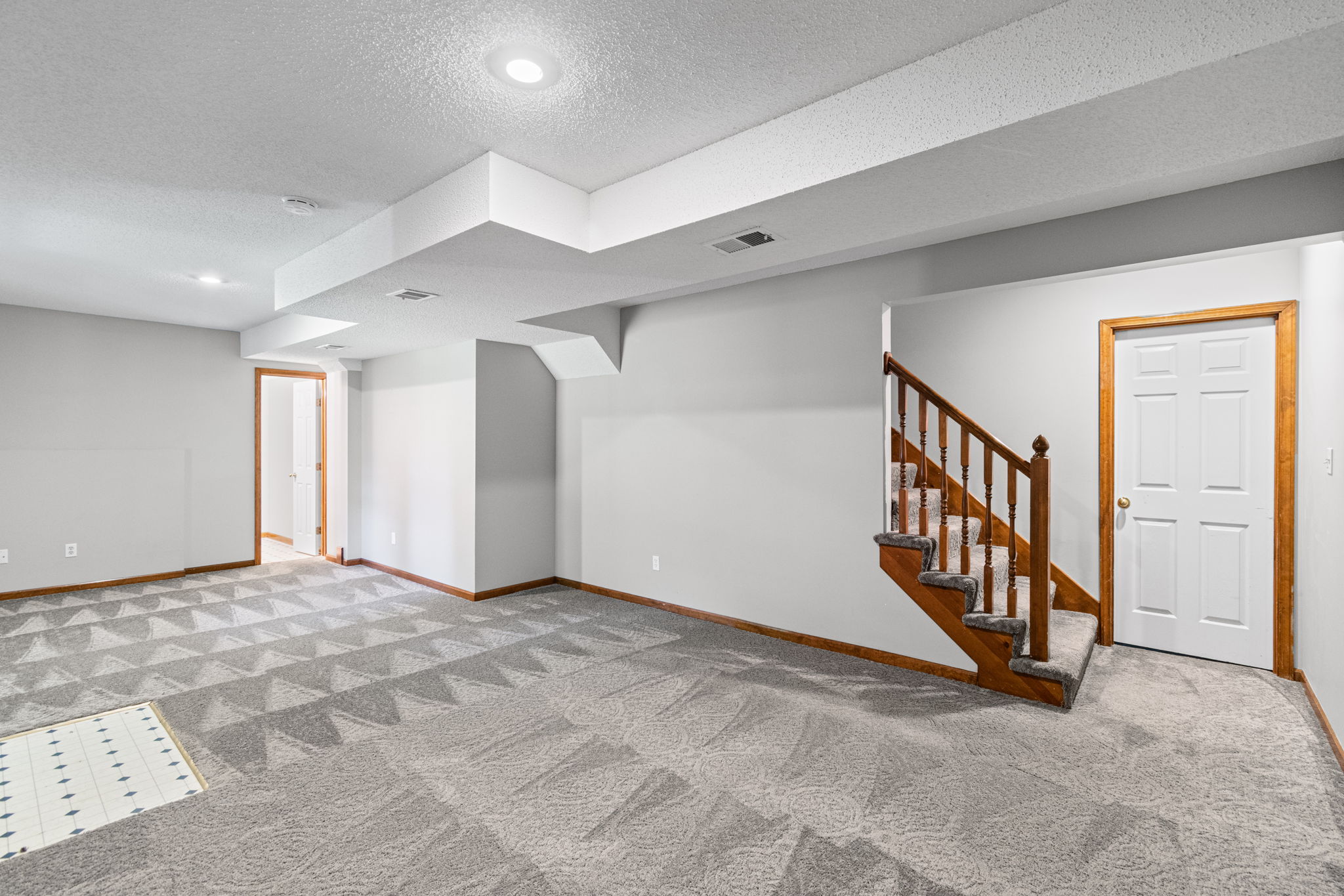Finished walkout basement rec room at 15801 E 2nd Street S, Independence, MO