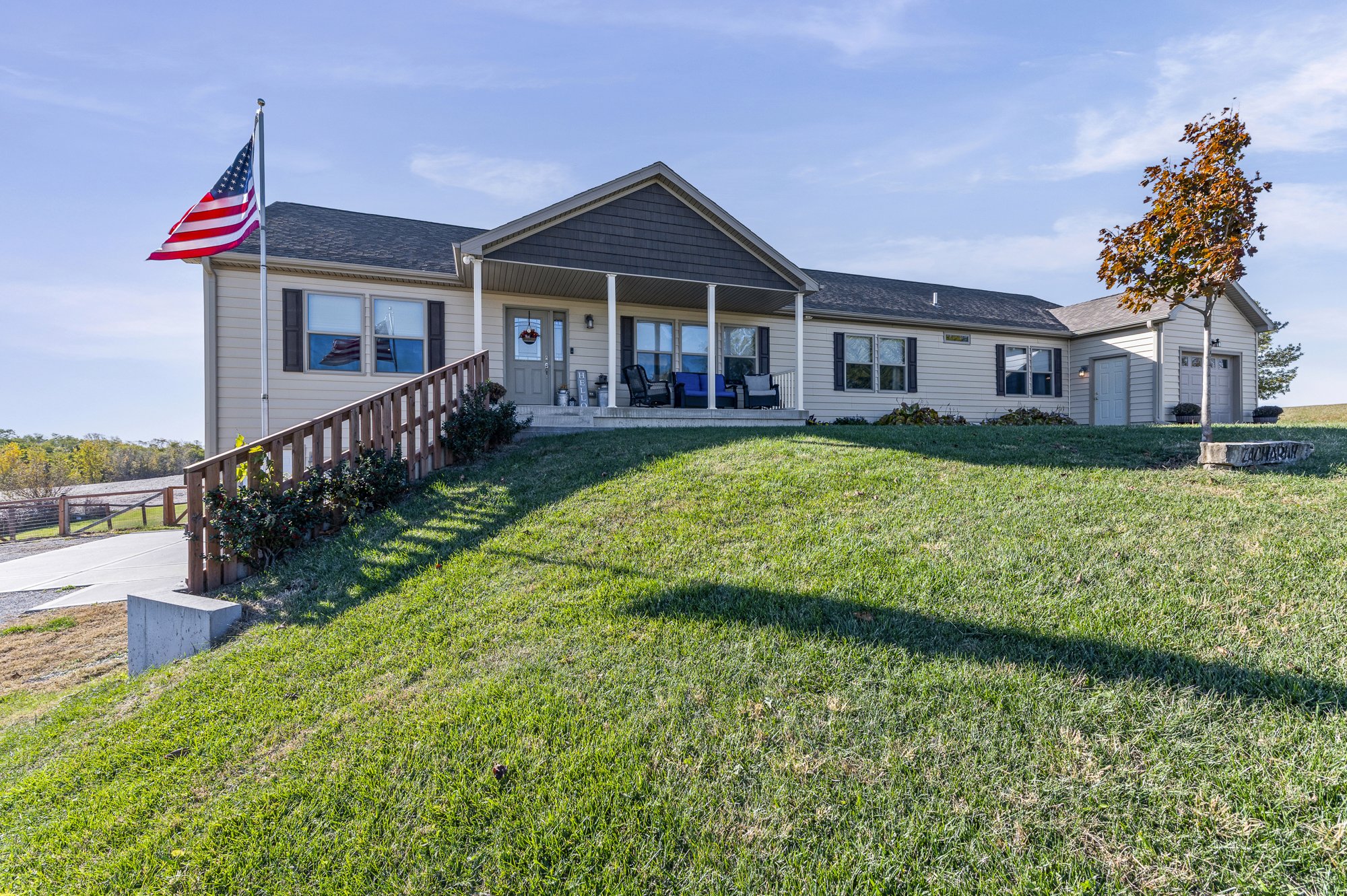 27455 Stephanie Lane, Weston MO — front exterior on a 1-acre lot