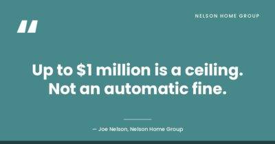 ROAD to Housing Act investor ban penalty is up to $1 million, a ceiling and not an automatic fine