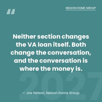 ROAD to Housing Act VA loans quote graphic: the law changes the conversation, not the loan