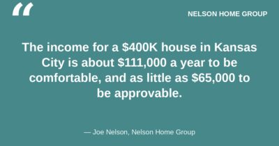 Income for a $400K house in Kansas City, comfortable versus approvable Income for a $400K house in Kansas City, comfortable versus approvable