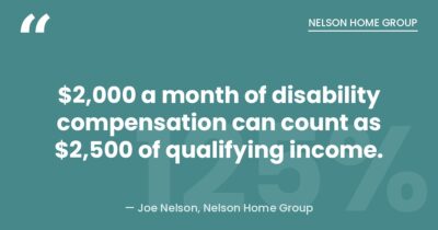 Does VA disability count as income for a mortgage: $2,000 grossed up to $2,500 for the DTI calculation