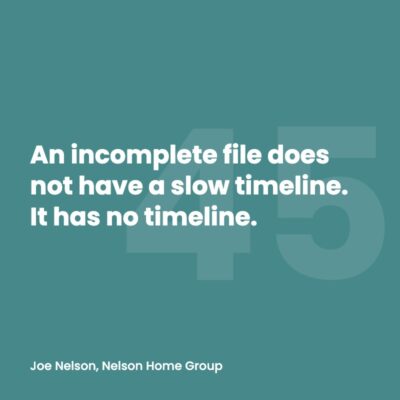 Pull quote: An incomplete file does not have a slow timeline. It has no timeline.