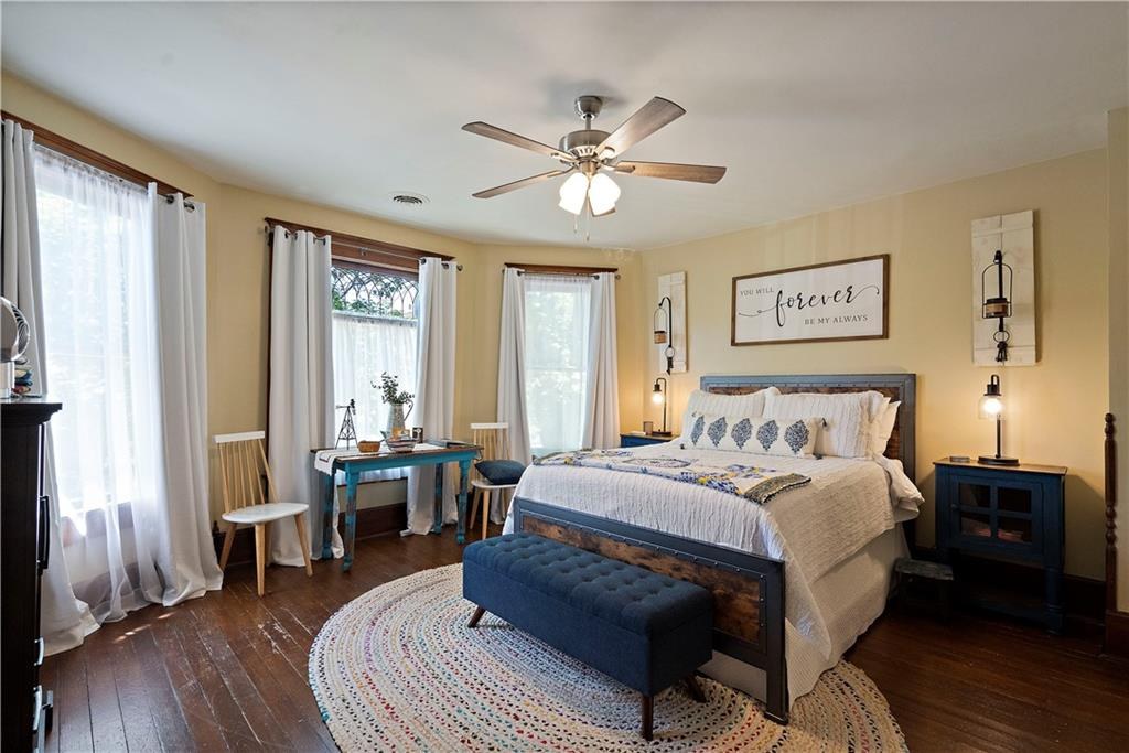 Guest suite bedroom one at the Firefly Inn, 908 Washington Street, Weston, MO