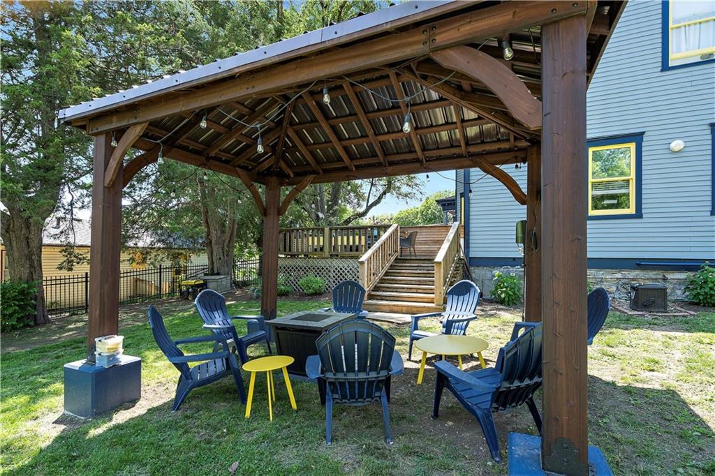 Backyard gazebo and fenced yard at 908 Washington Street, Weston, MO