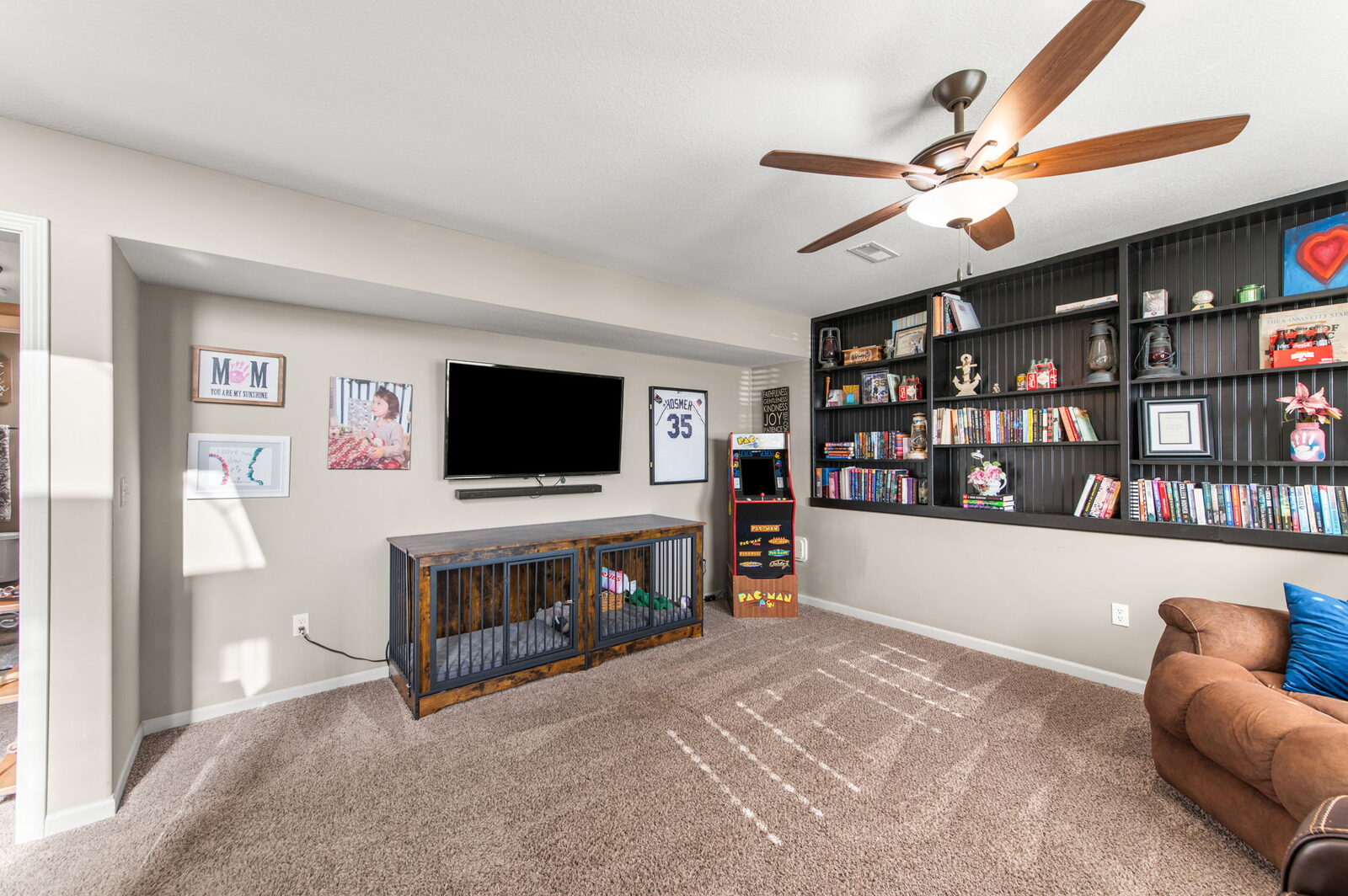 Finished daylight lower-level family room at 19204 Corbyn Lane, Smithville, MO
