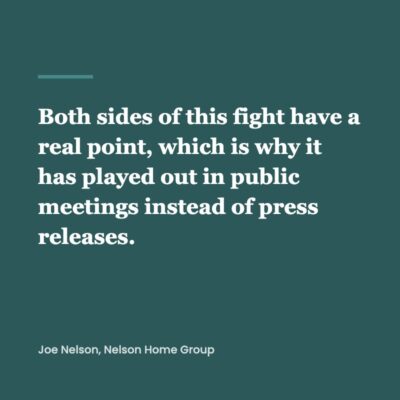 Dark teal quote graphic reading that both sides of the Project Kestrel fight have a real point