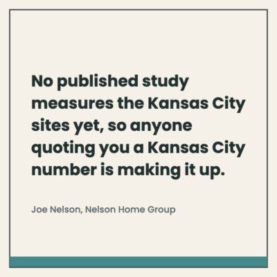 Pull quote graphic: no published study measures the Kansas City sites yet, so anyone quoting you a Kansas City number is making it up
