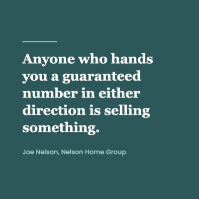 Quote graphic reading that anyone promising a guaranteed electric bill number is selling something