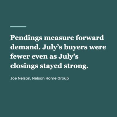 Quote graphic explaining that pending sales measure forward demand in Johnson County