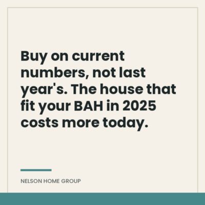 Quote card reading buy on current numbers, not last years, the house that fit your BAH in 2025 costs more today