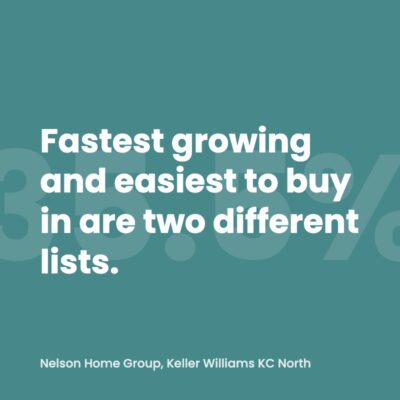 Pull quote graphic reading fastest growing and easiest to buy in are two different lists