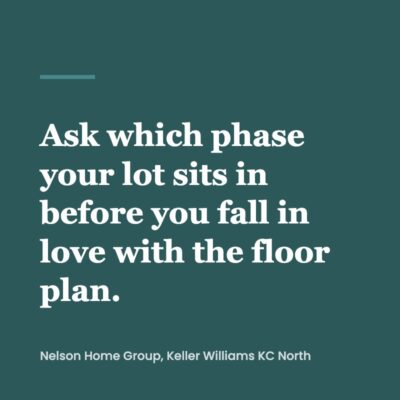 Pull quote graphic asking which construction phase your lot sits in before choosing a floor plan