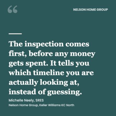 Pull quote graphic: the pre-listing inspection comes first, before any money gets spent on a parent's home