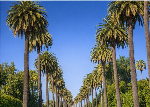 The Flats Beverly Hills neighborhood with wide palm-lined streets and luxury homes